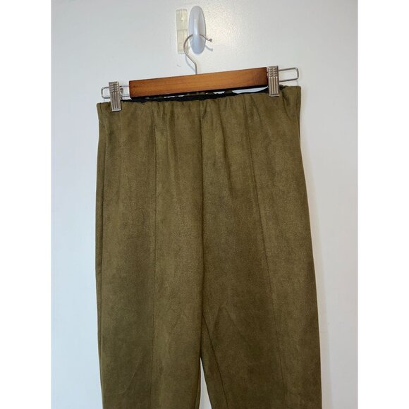 Avenues Filles Olive Green High-Waisted Pull-On  Suede Pants Women size M Medium - Picture 3 of 12